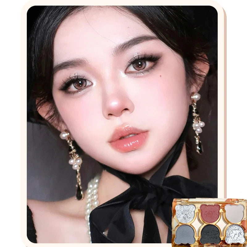 6 Colors Eye Shadow Palette Iris Purple Glitter Pearly Eyeshadow Palette Fashion Korean Shiny Eye Shadow Charming Eye Makeup
