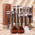 Professional Dual-Ended Makeup Brush Set Includes Foundation Brush, Contour Brush, Blush Brush, Powder Brush, Eyeshadow Brush, C