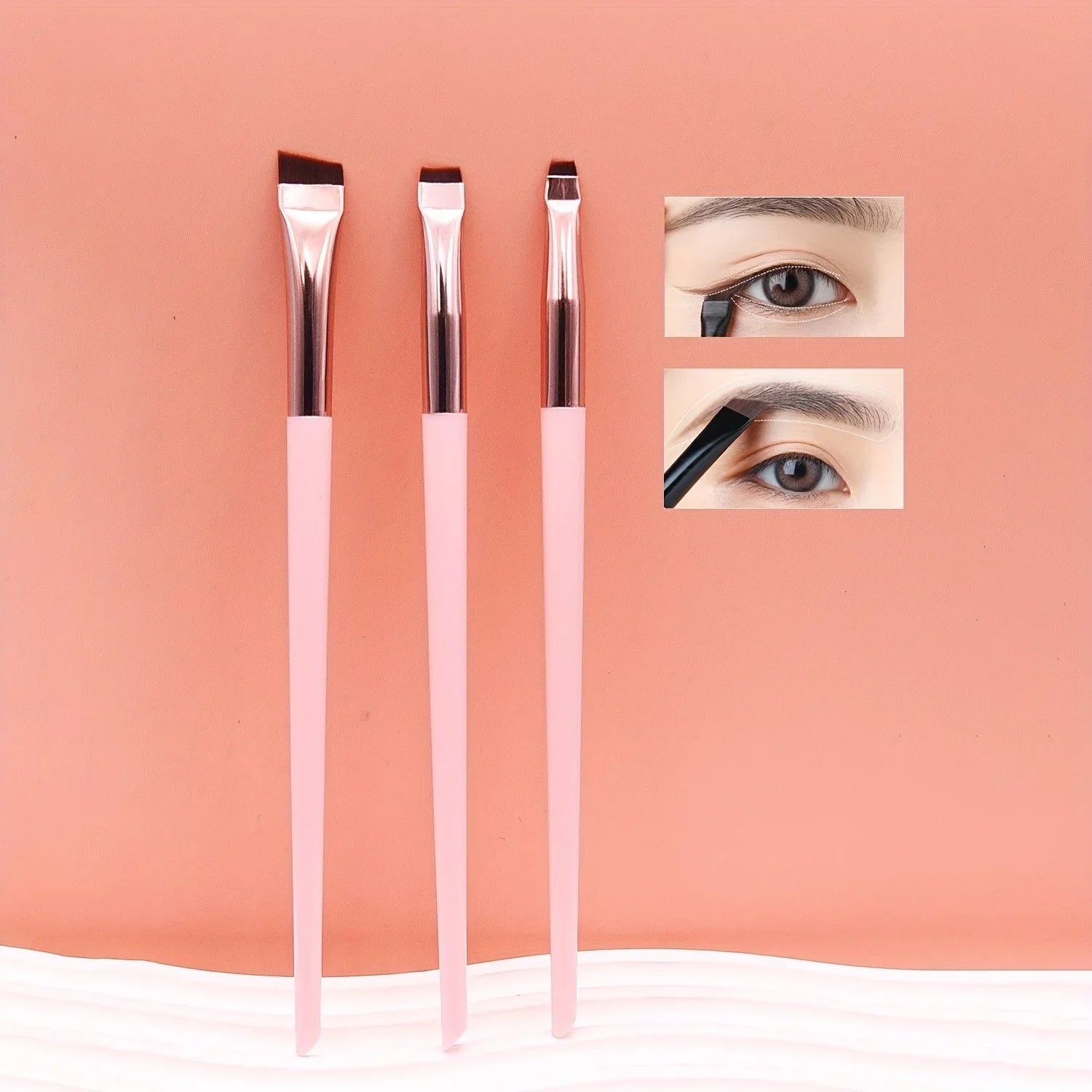 3pcs Makeup Brush Set,Blade eyeliner brush fine oblique head eyebrow brush outline eyeliner ultra-thin eye shadow brush makeup