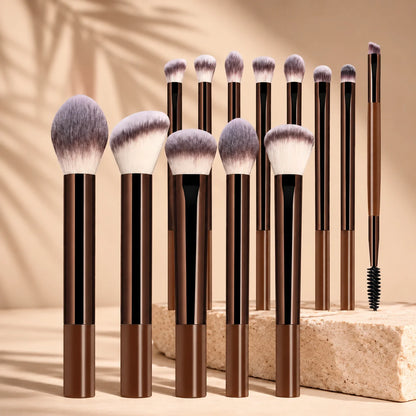 Professional Dual-Ended Makeup Brush Set Includes Foundation Brush, Contour Brush, Blush Brush, Powder Brush, Eyeshadow Brush, C