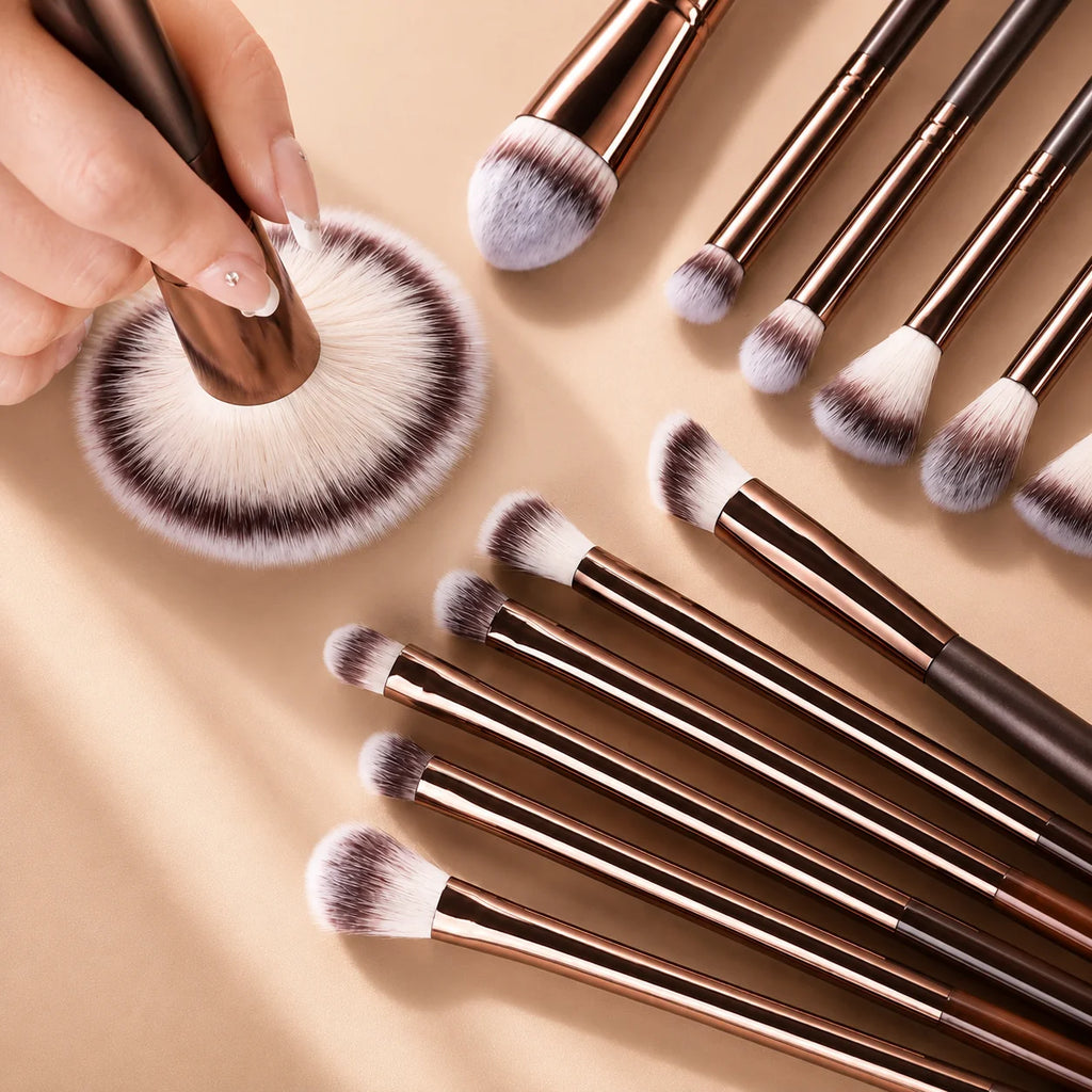 Professional Dual-Ended Makeup Brush Set Includes Foundation Brush, Contour Brush, Blush Brush, Powder Brush, Eyeshadow Brush, C