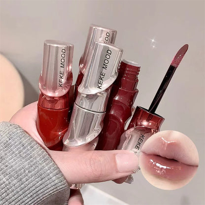 Crystal Nude Gray Glossy Lip Stain Mirror Korean Lip Glaze Sheer Nude Glitter Lip Tint Watery Shine Plumping Lipgloss Cosmetics