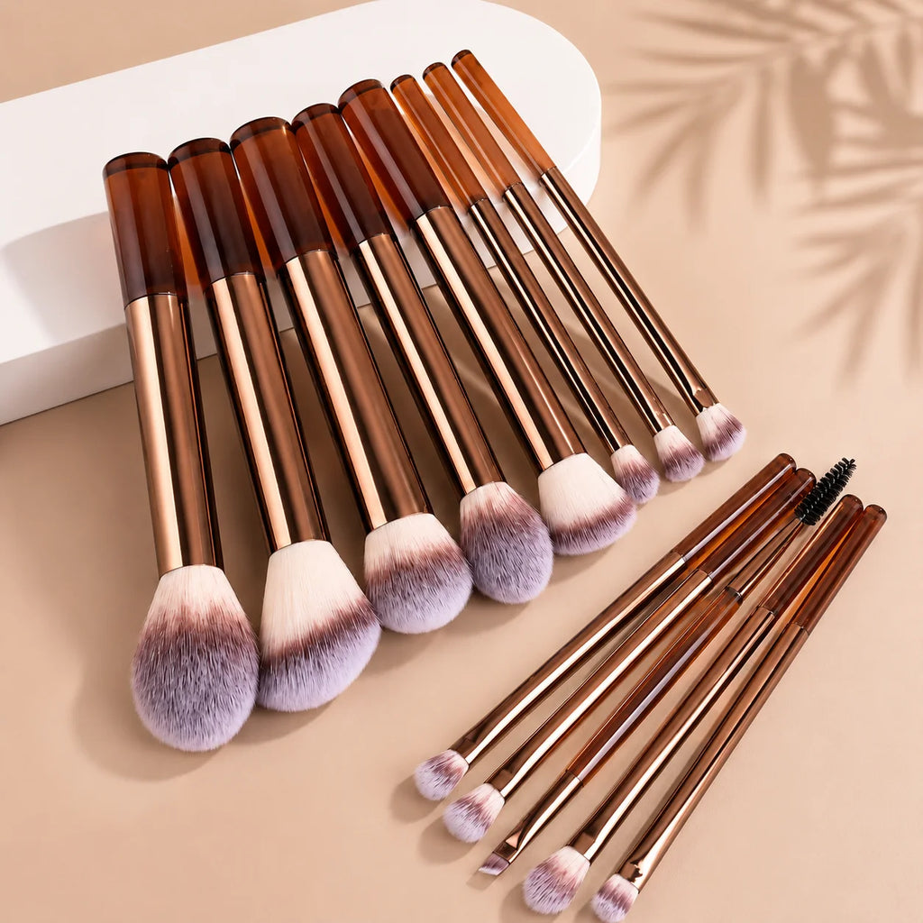 Professional Dual-Ended Makeup Brush Set Includes Foundation Brush, Contour Brush, Blush Brush, Powder Brush, Eyeshadow Brush, C